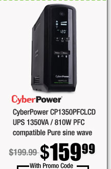 CyberPower CP1350PFCLCD UPS 1350VA / 810W PFC compatible Pure sine wave 