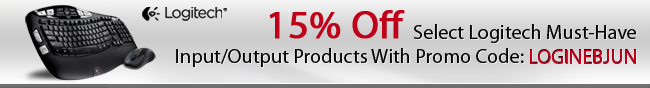 Logitech 15% Off Select Logitech Must-Have Input/Output Products With Promo Code: LOGINEBJUN