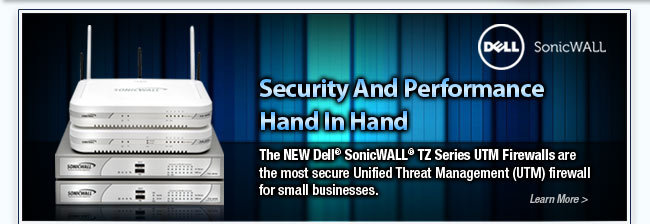 Security And Performance Hand In Hand. The NEW Dell SonicWALL TZ Series UTM Firewalls are the most secure Unified Threat Management (UTM) firewall for small businesses. Learn More.