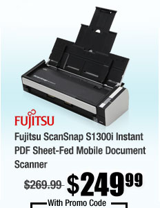 Fujitsu ScanSnap S1300i Instant PDF Sheet-Fed Mobile Document Scanner 