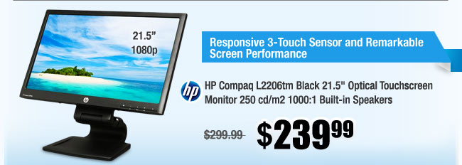 HP Compaq L2206tm Black 21.5" Optical Touchscreen Monitor 250 cd/m2 1000:1 Built-in Speakers 