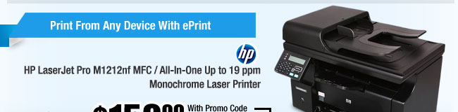 HP LaserJet Pro M1212nf MFC / All-In-One Up to 19 ppm Monochrome Laser Printer