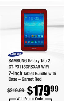 SAMSUNG Galaxy Tab 2 GT-P3113GRSXAR WiFi 7-inch Tablet Bundle with Case – Garnet Red 