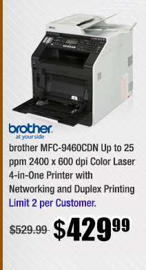 brother MFC-9460CDN Up to 25 ppm 2400 x 600 dpi Color Laser 4-in-One Printer with Networking and Duplex Printing 