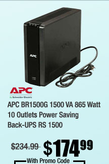 APC BR1500G 1500 VA 865 Watt 10 Outlets Power Saving Back-UPS RS 1500 