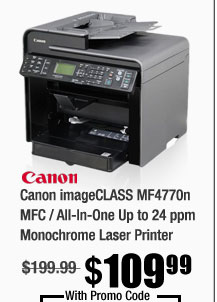 Canon imageCLASS MF4770n MFC / All-In-One Up to 24 ppm Monochrome Laser Printer 