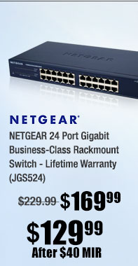 NETGEAR 24 Port Gigabit Business-Class Rackmount Switch - Lifetime Warranty (JGS524)