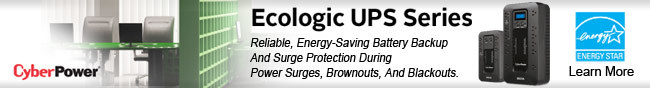 Cyberpower - Ecologic UPS Series. Reliable, Energy-Saving Battery Backup And Surge Protection During Power Surges, Brownouts, And Blackouts. Learn More.