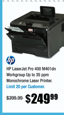 HP LaserJet Pro 400 M401dn Workgroup Up to 35 ppm Monochrome Laser Printer