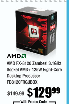 AMD FX-8120 Zambezi 3.1GHz Socket AM3+ 125W Eight-Core Desktop Processor FD8120FRGUBOX