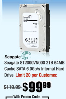 Seagate ST2000VN000 2TB 64MB Cache SATA 6.0Gb/s Internal Hard Drive