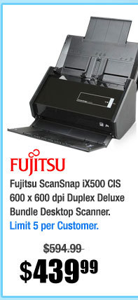 Fujitsu ScanSnap iX500 CIS 600 x 600 dpi Duplex Deluxe Bundle Desktop Scanner