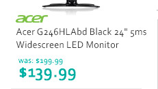 Acer G246HLAbd Black 24" 5ms Widescreen LED Monitor