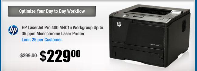 HP LaserJet Pro 400 M401n Workgroup Up to 35 ppm Monochrome Laser Printer 