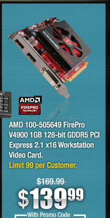 AMD 100-505649 FirePro V4900 1GB 128-bit GDDR5 PCI Express 2.1 x16 Workstation Video Card