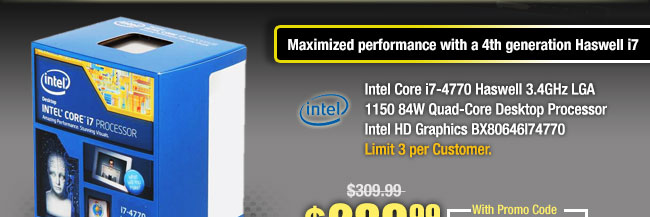 Intel Core i7-4770 Haswell 3.4GHz LGA 1150 84W Quad-Core Desktop Processor Intel HD Graphics BX80646I74770