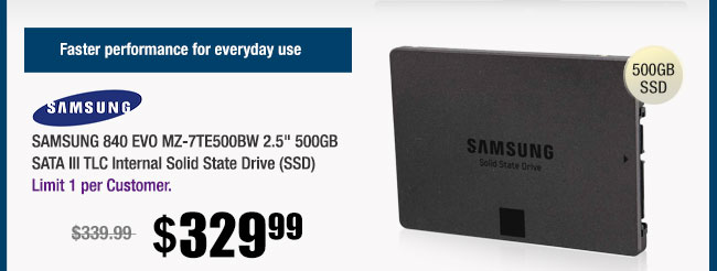 SAMSUNG 840 EVO MZ-7TE500BW 2.5" 500GB SATA III TLC Internal Solid State Drive (SSD)