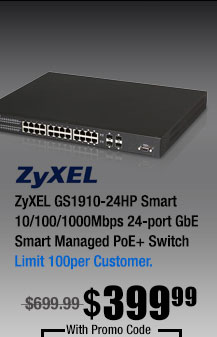 ZyXEL GS1910-24HP Smart 10/100/1000Mbps 24-port GbE Smart Managed PoE+ Switch