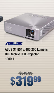 ASUS S1 854 x 480 200 Lumens DLP Mobile LED Projector 1000:1