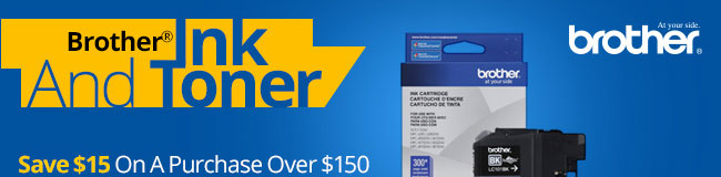 Brother Ink and Toner. Save $15 on A Purchase Over $150 With Promo Code: 10P14BTR