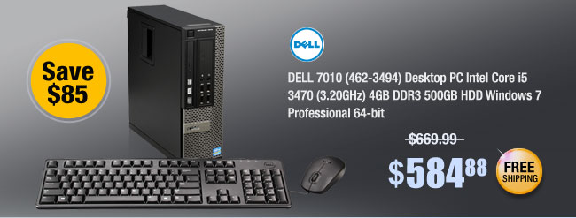 DELL 7010 (462-3494) Desktop PC Intel Core i5 3470 (3.20GHz) 4GB DDR3 500GB HDD Windows 7 Professional 64-bit 