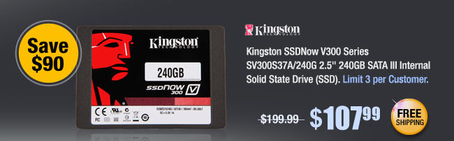 Kingston SSDNow V300 Series SV300S37A/240G 2.5" 240GB SATA III Internal Solid State Drive (SSD) 