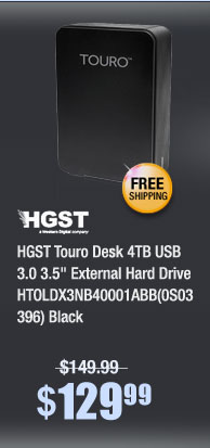 HGST Touro Desk 4TB USB 3.0 3.5" External Hard Drive HTOLDX3NB40001ABB(0S03396) Black 