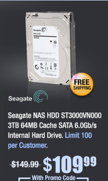 Seagate NAS HDD ST3000VN000 3TB 64MB Cache SATA 6.0Gb/s Internal Hard Drive 