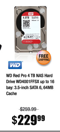 WD Red Pro 4 TB NAS Hard Drive WD4001FFSX up to 16 bay: 3.5-inch SATA 6, 64MB Cache 