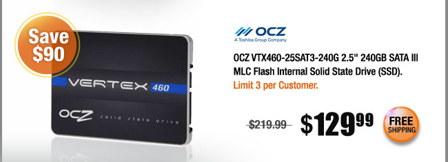 OCZ VTX460-25SAT3-240G 2.5" 240GB SATA III MLC Flash Internal Solid State Drive (SSD) 
