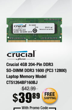 Crucial 4GB 204-Pin DDR3 Laptop Memory Module
