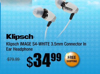 Klipsch IMAGE S4-WHITE 3.5mm Connector In Ear Headphone 