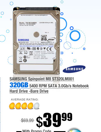 SAMSUNG Spinpoint M8 ST320LM001 320GB 5400 RPM SATA 3.0Gb/s Notebook Hard Drive -Bare Drive