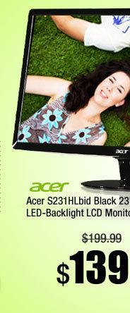 Acer S231HLbid Black 23" 5ms HDMI LED-Backlight LCD monitor Slim Design 250 cd/m2
