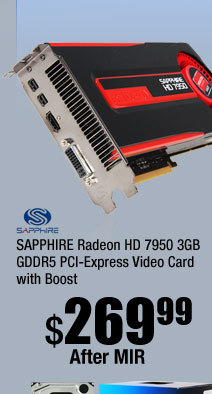 SAPPHIRE Radeon HD 7950 3GB GDDR5 PCI-Express Video Card with Boost