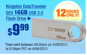 $9.99 -- Kingston DataTraveler SE9 16GB USB 2.0 Flash Drive 