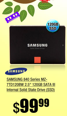 SAMSUNG 840 Series MZ-7TD120BW 2.5 inch 120GB SATA III Internal Solid State Drive (SSD)