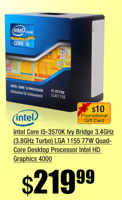 Intel Core i5-3570K Ivy Bridge 3.4GHz (3.8GHz Turbo) LGA 1155 77W Quad-Core Desktop Processor Intel HD Graphics 4000