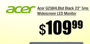 Acer G236HLBbd Black 23 inch 5ms Widescreen LED Monitor