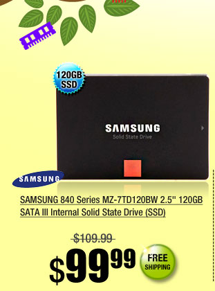 SAMSUNG 840 Series MZ-7TD120BW 2.5 inch 120GB SATA III Internal Solid State Drive (SSD)