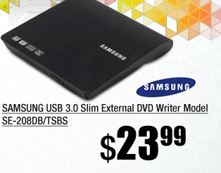 SAMSUNG USB 3.0 Slim External DVD Writer Model SE-208DB/TSBS