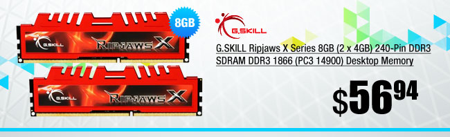 G.SKILL Ripjaws X Series 8GB (2 x 4GB) 240-Pin DDR3 SDRAM DDR3 1866 (PC3 14900) Desktop Memory