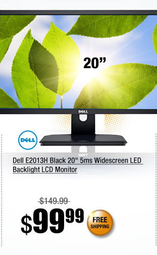 Dell E2013H Black 20 inch 5ms Widescreen LED Backlight LCD Monitor
