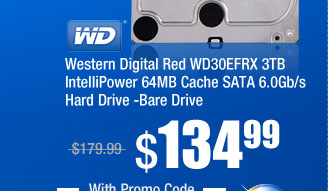 Western Digital Red WD30EFRX 3TB IntelliPower 64MB Cache SATA 6.0Gb/s Hard Drive -Bare Drive 