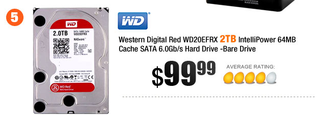 Western Digital Red WD20EFRX 2TB IntelliPower 64MB Cache SATA 6.0Gb/s Hard Drive -Bare Drive 