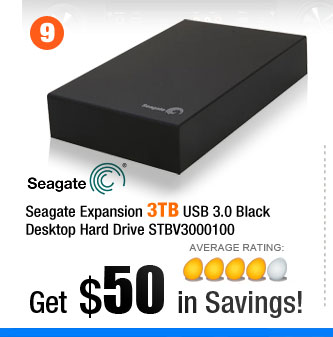 Seagate Expansion 3TB USB 3.0 Black Desktop Hard Drive STBV3000100 