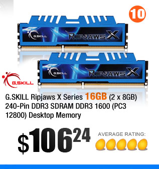 G.SKILL Ripjaws X Series 16GB (2 x 8GB) 240-Pin DDR3 SDRAM DDR3 1600 (PC3 12800) Desktop Memory