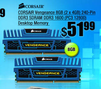 CORSAIR Vengeance 8GB (2 x 4GB) 240-Pin DDR3 SDRAM DDR3 1600 (PC3 12800) Desktop Memory 