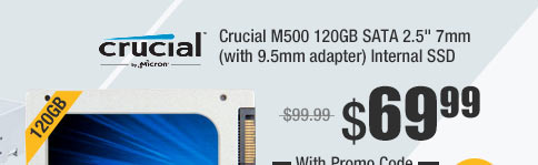 Crucial M500 120GB SATA 2.5" 7mm (with 9.5mm adapter) Internal SSD