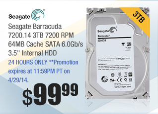 Seagate Barracuda 7200.14 3TB 7200 RPM 64MB Cache SATA 6.0Gb/s 3.5" Internal HDD